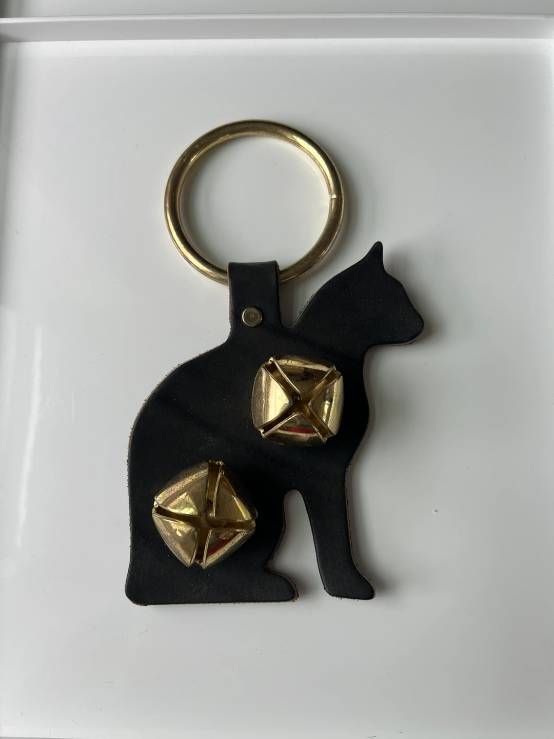Large Leather Cat with Bells