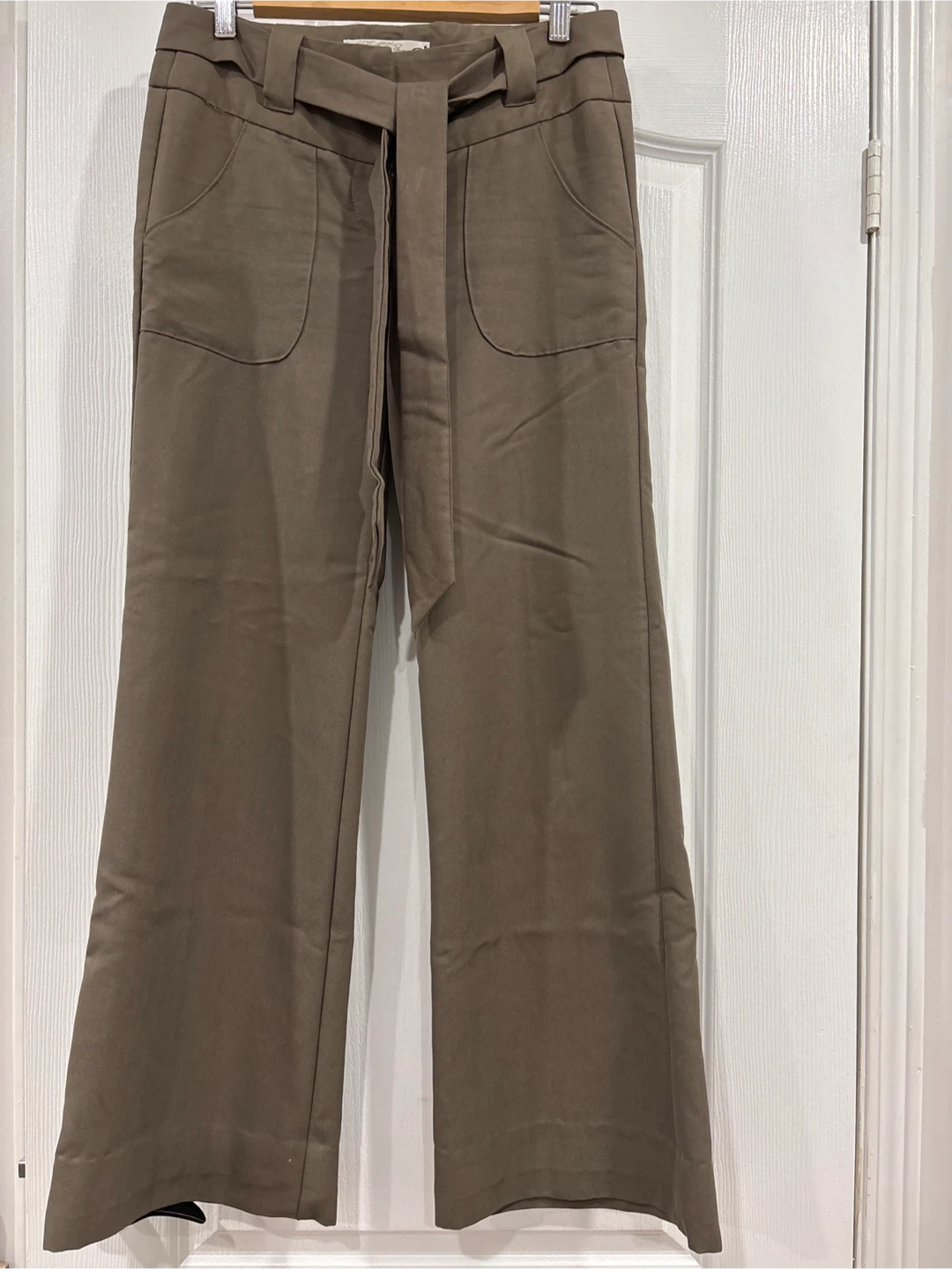 Brown Wide Leg Pants with Belt