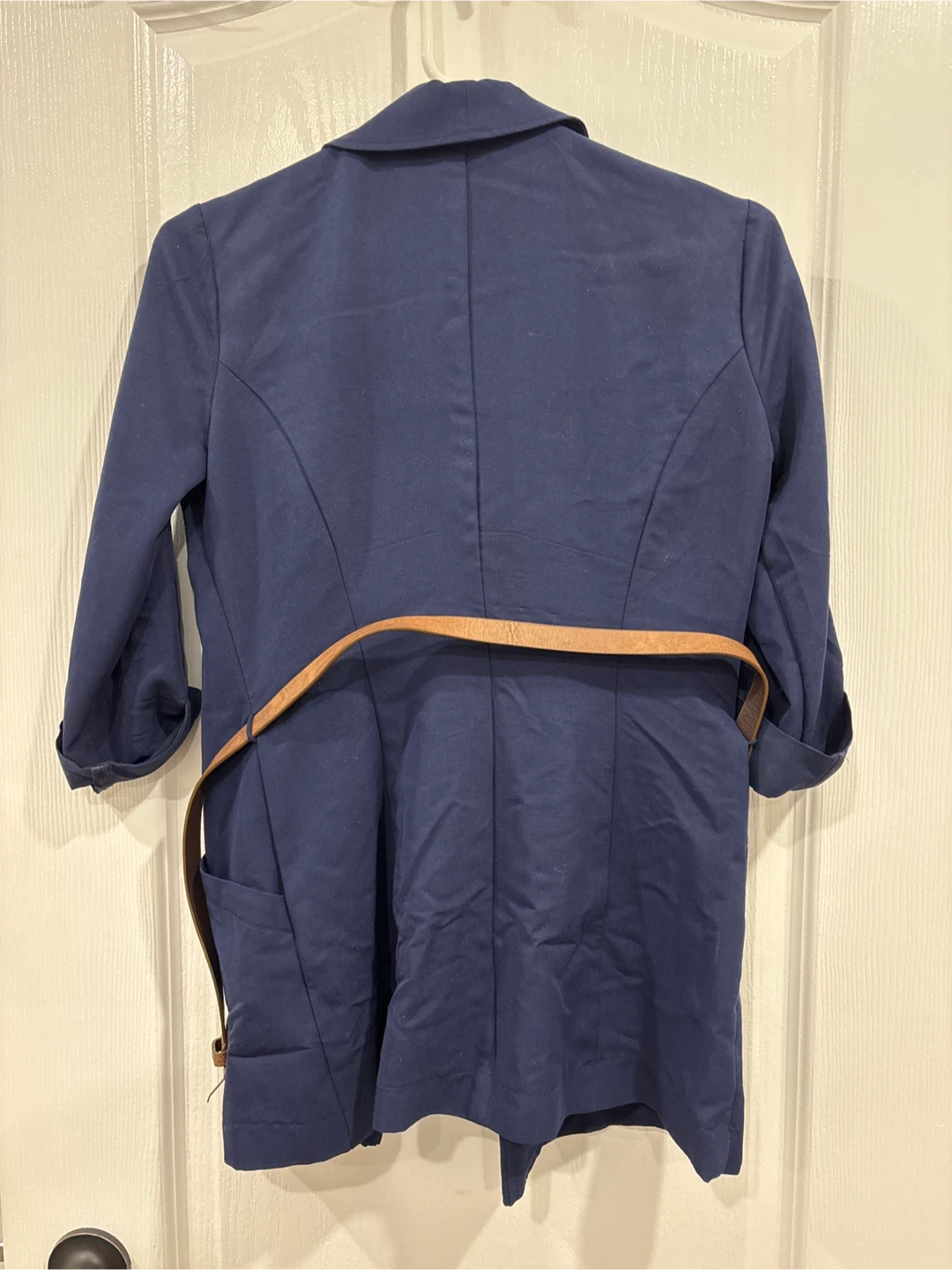 Women's Navy Blue Blazer with Belt - photo 2