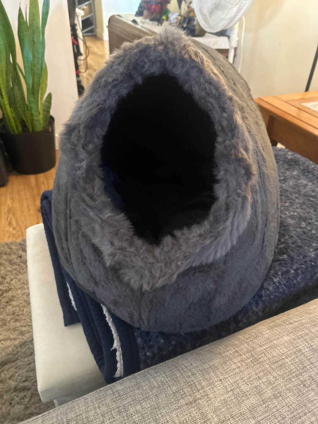 Grey Pet Bed Cave