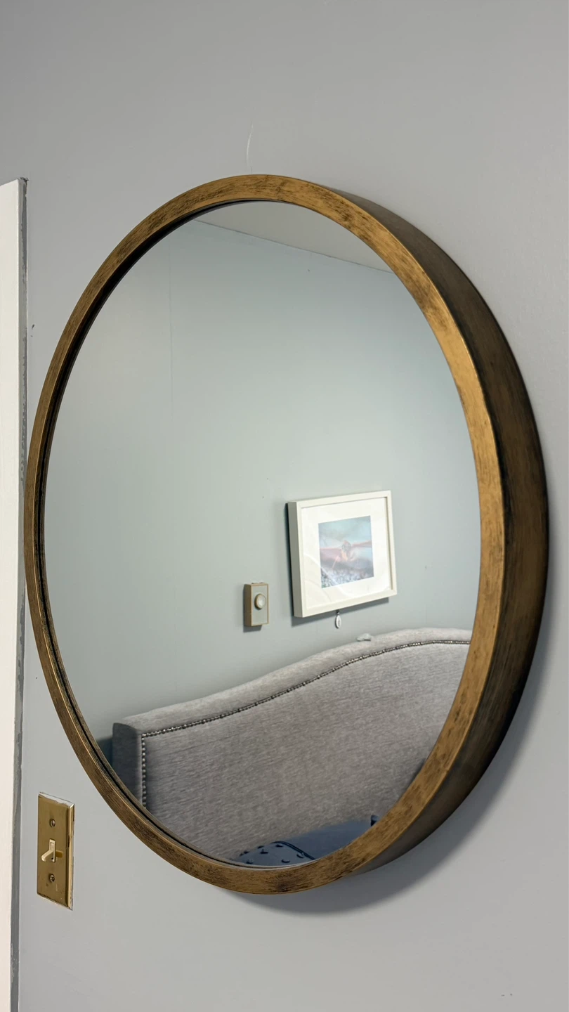 Round Gold Framed Mirror