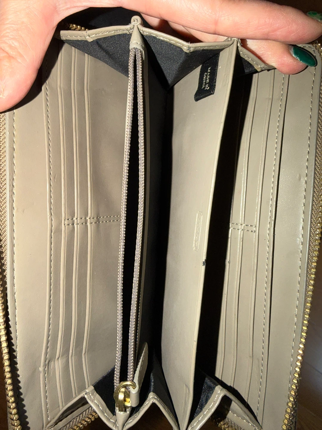 Coach Metallic Gold Leather Accordion Zip Around Wallet - photo 2