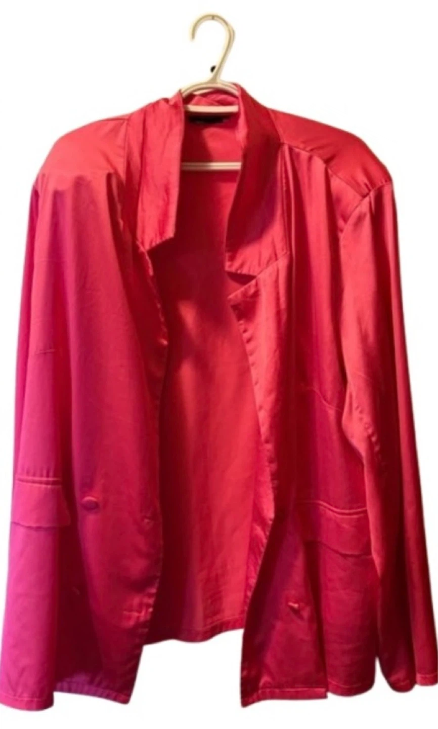 PRETTYLITTLETHING Pink Satin Blazer – Size UK 24 / US 20 / EU 52