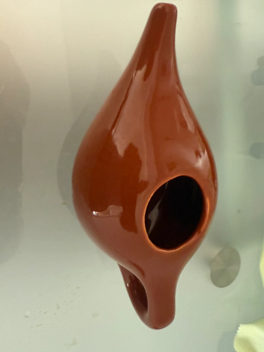 Brown Ceramic Teardrop Bird Feeder - photo 2