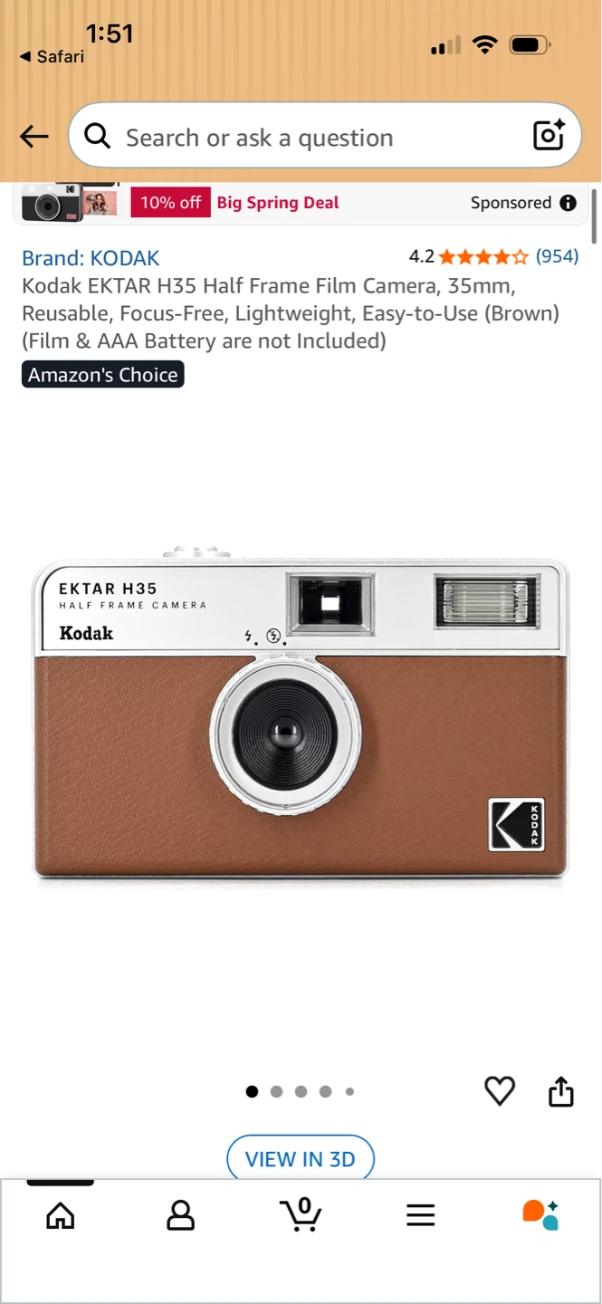 Kodak Film Camera, 35mm, Reusable