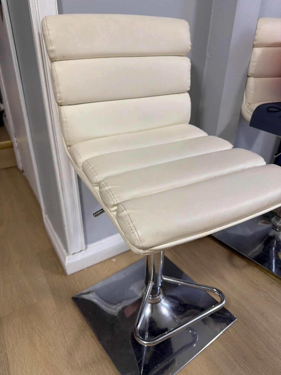 Cream Faux Leather Bar Stool