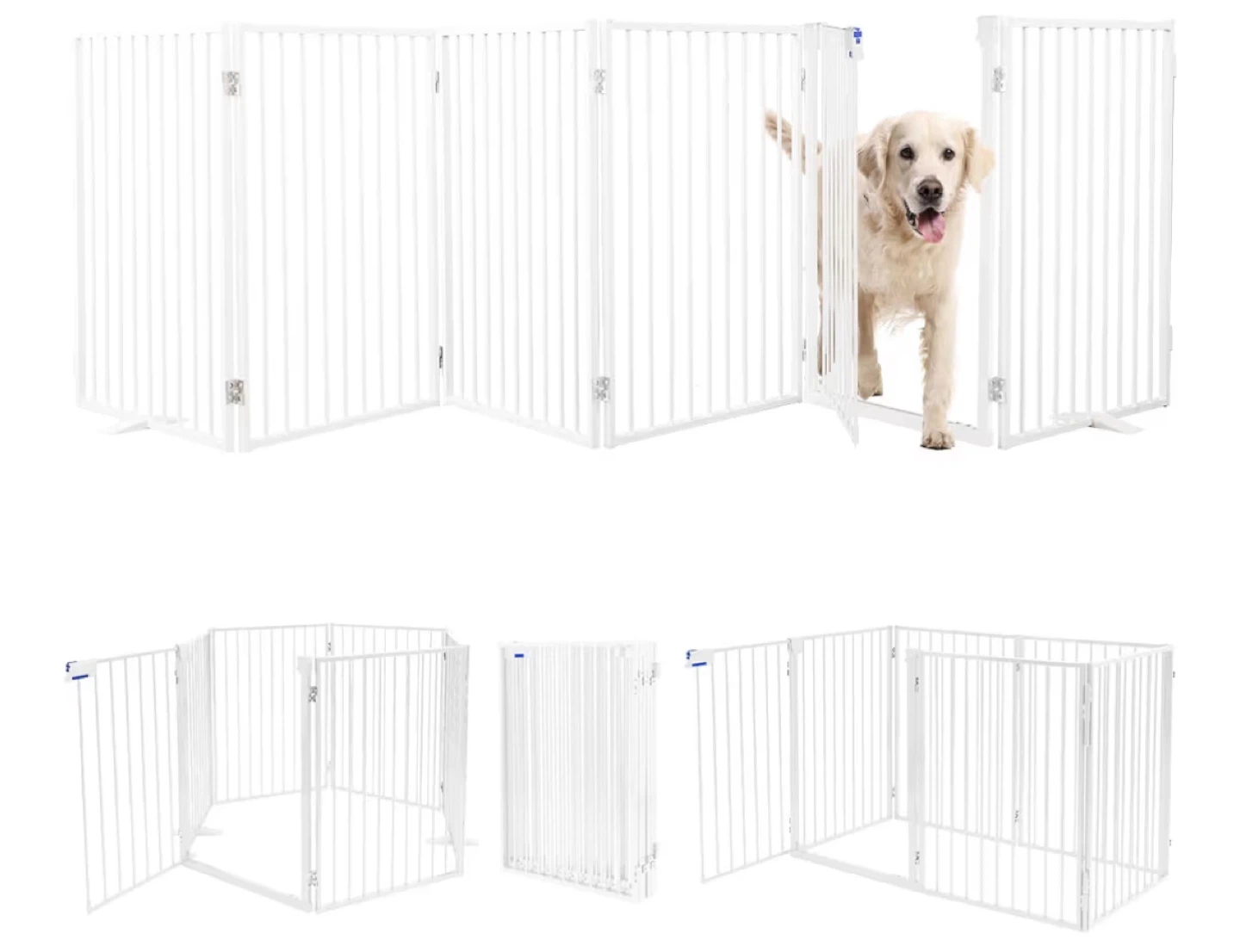 White Metal Pet Gate - 32" H x 144" W