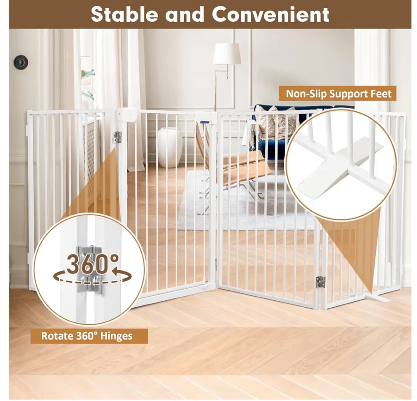 White Metal Pet Gate - 32" H x 144" W - photo 4
