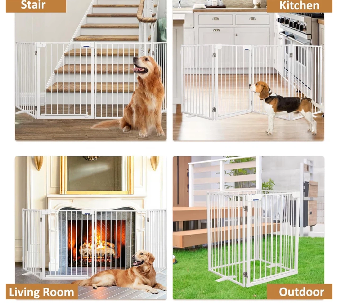 White Metal Pet Gate - 32" H x 144" W - photo 5