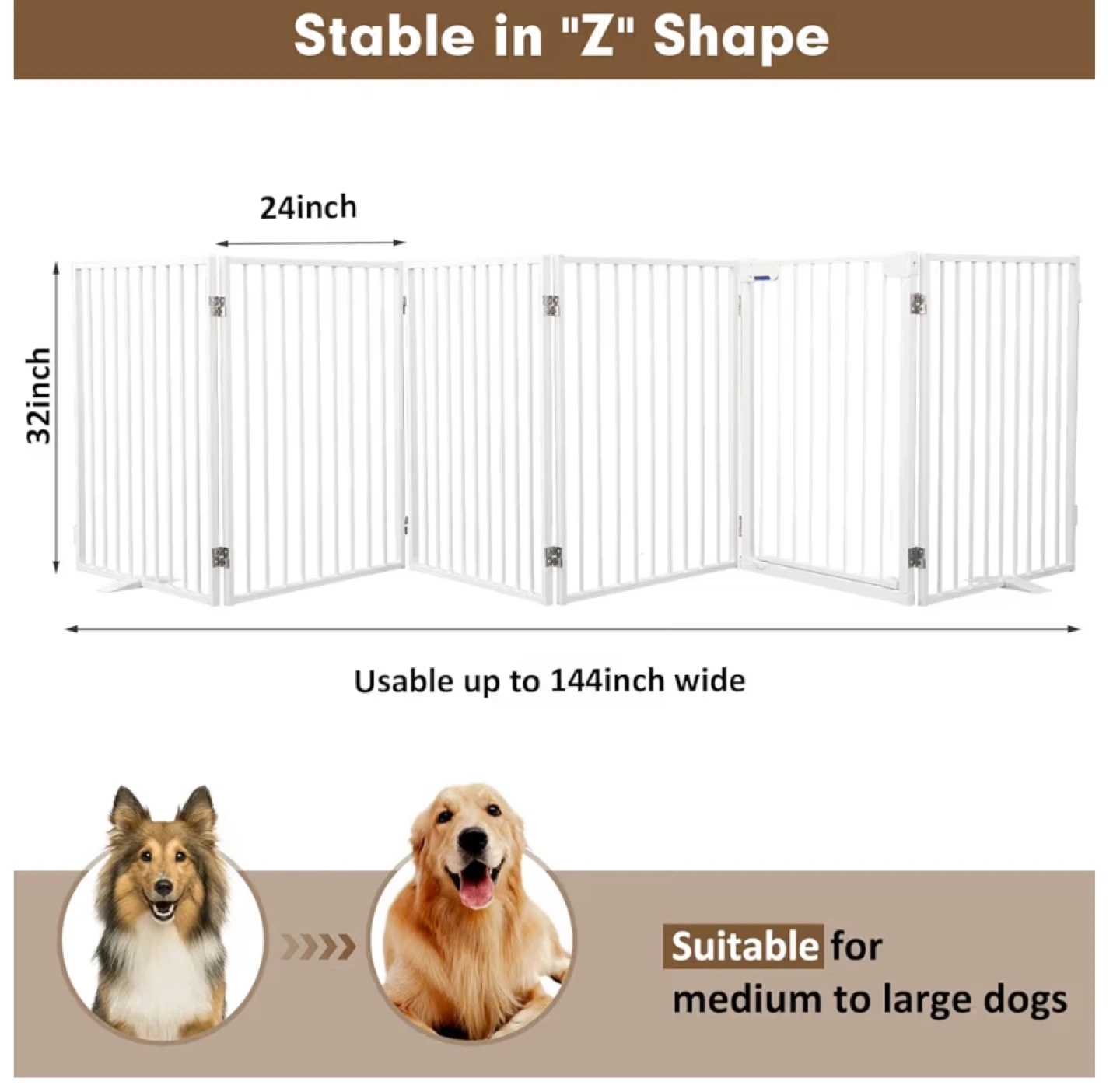 White Metal Pet Gate - 32" H x 144" W - photo 2