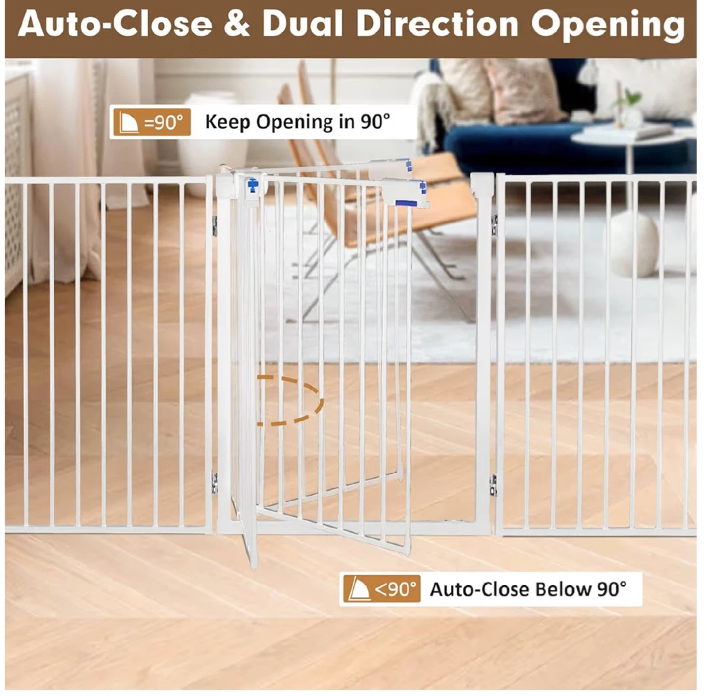 White Metal Pet Gate - 32" H x 144" W - photo 3