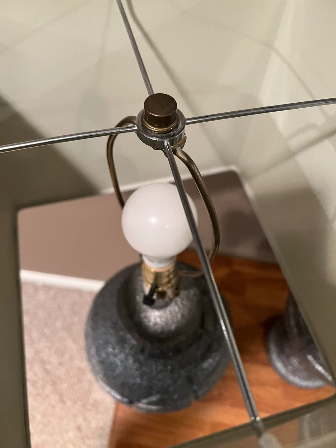 Pair of Silver Decorative Table Lamps with Black Shades - photo 3