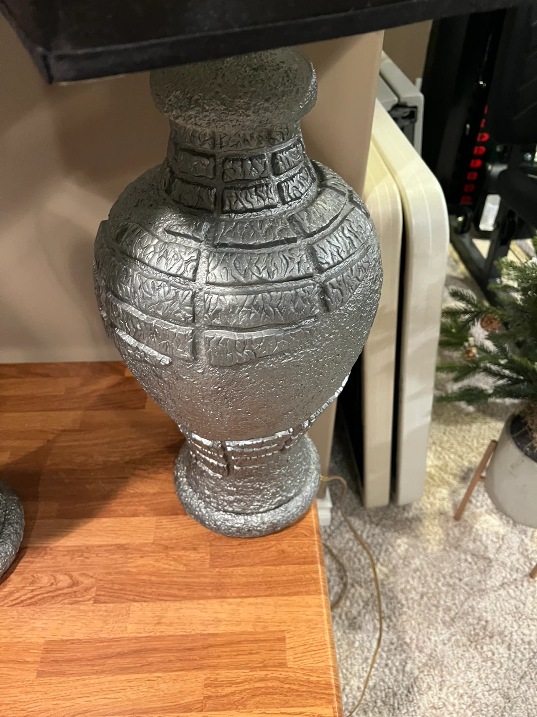 Pair of Silver Decorative Table Lamps with Black Shades - photo 2