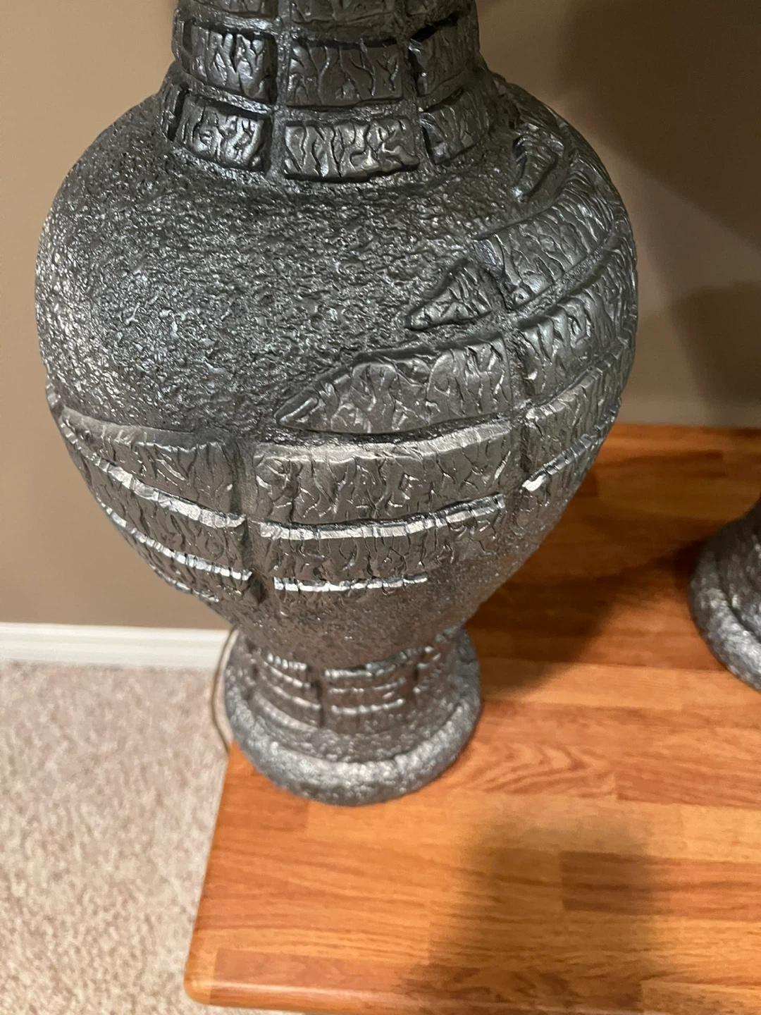 Pair of Silver Decorative Table Lamps with Black Shades - photo 4