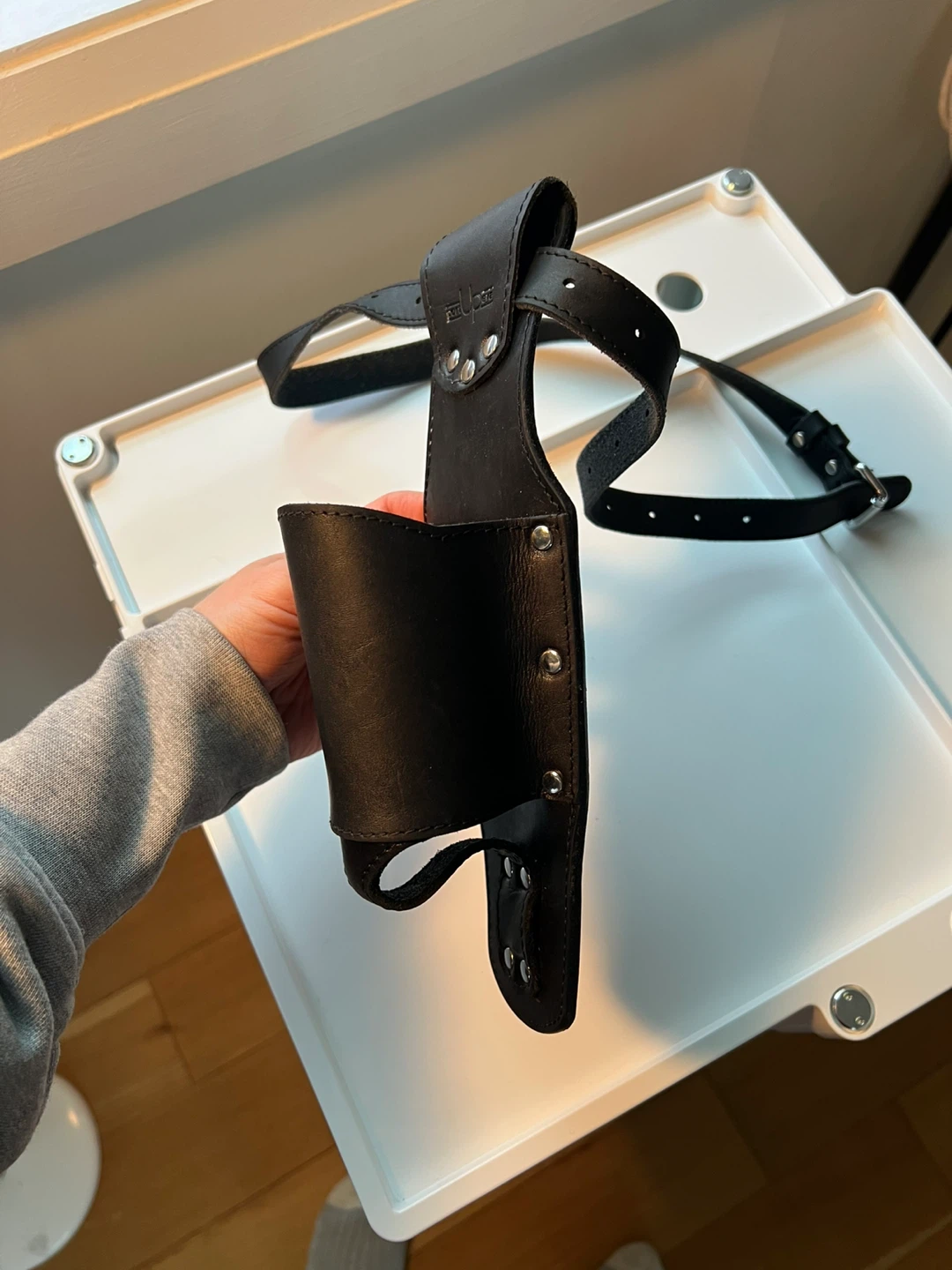 Black Leather Hip Holster With Belt