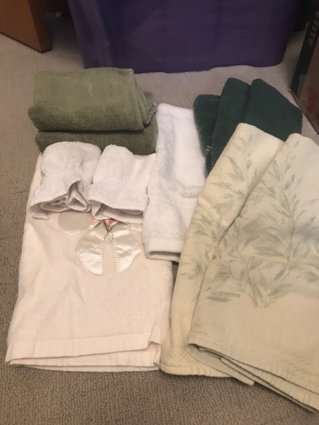 Assorted Hand Towels and 2 bath towels / 12 total