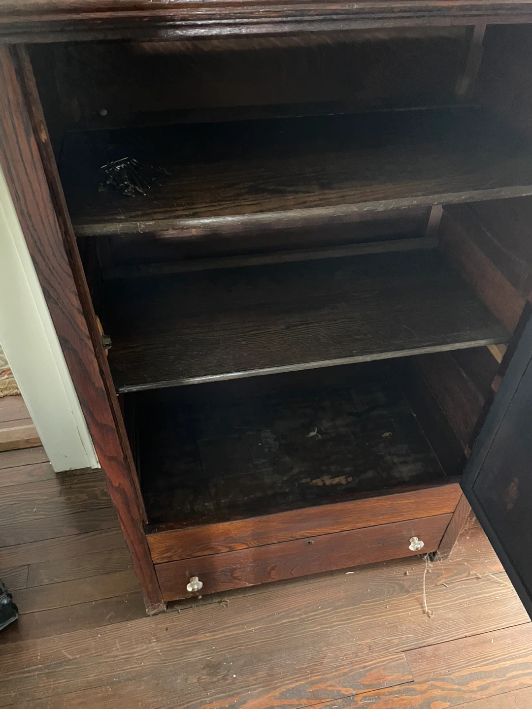 Antique Oak Cabinet with Glass Knobs - photo 2
