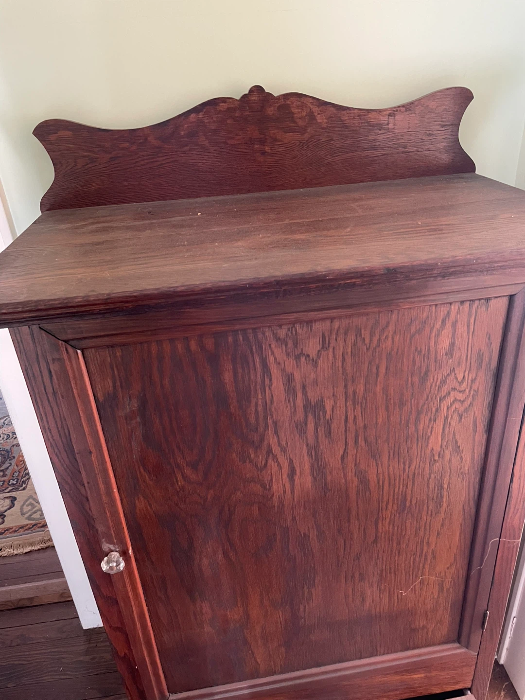 Antique Oak Cabinet with Glass Knobs - photo 4