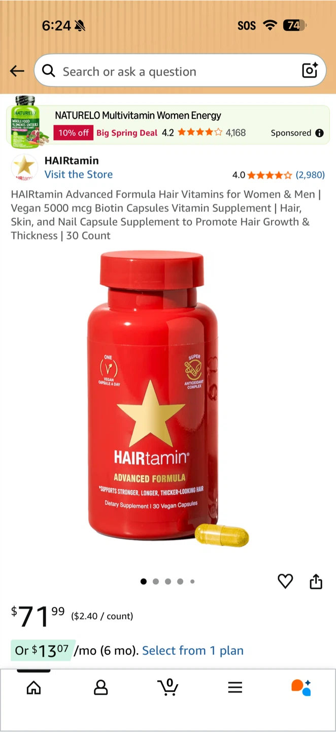 HAIRtamin Advanced Formula Hair Vitamins - 30 Vegan Capsules - photo 2