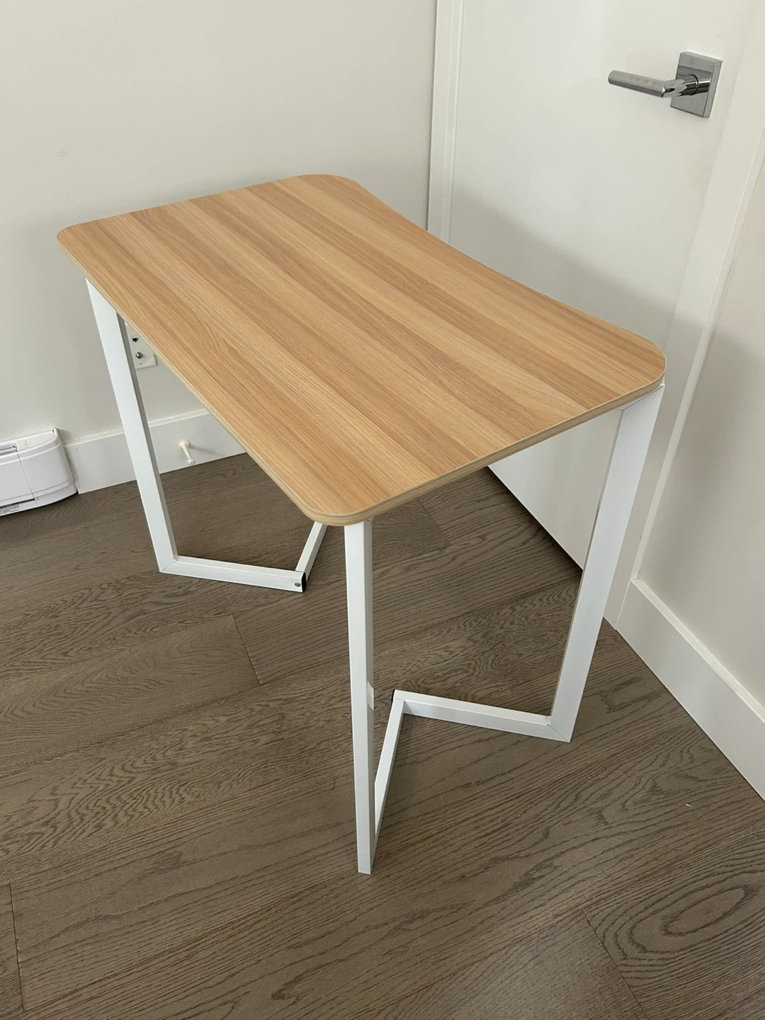 Compact Desk with Wood-Look Top and White Frame - photo 2