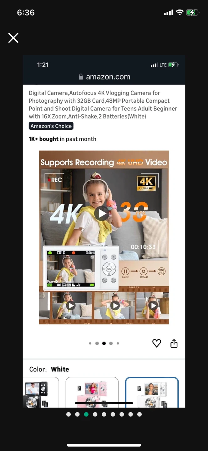 Big Sale-4K Vlogging Digital Camera for Teens - White - photo 3
