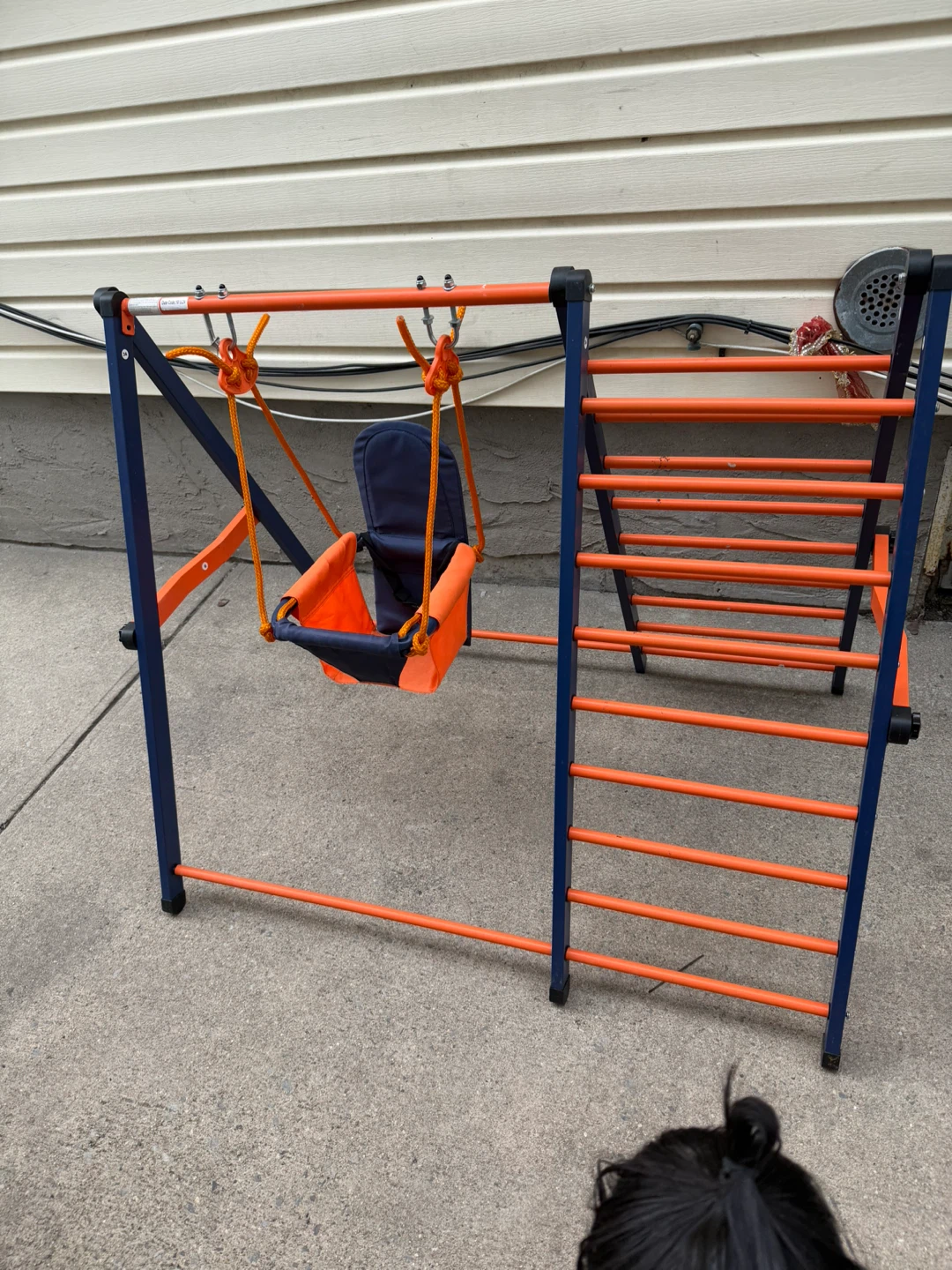 Blue and Orange Kids Play Gym with Swing and Ladder