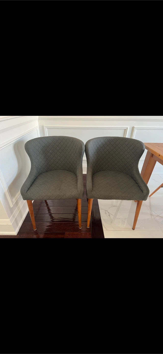 Set of 2 Grey Upholstered Dining Chairs