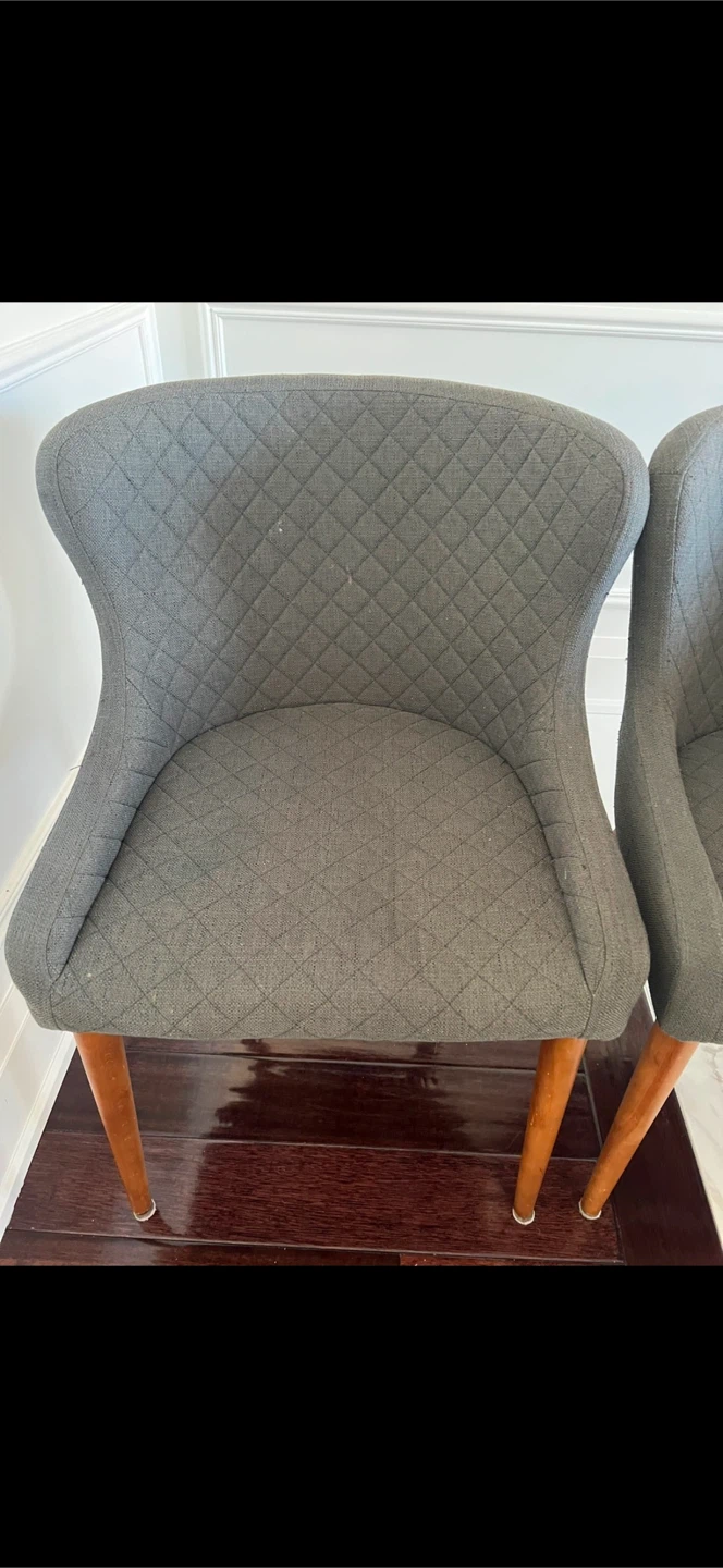 Set of 2 Grey Upholstered Dining Chairs - photo 3