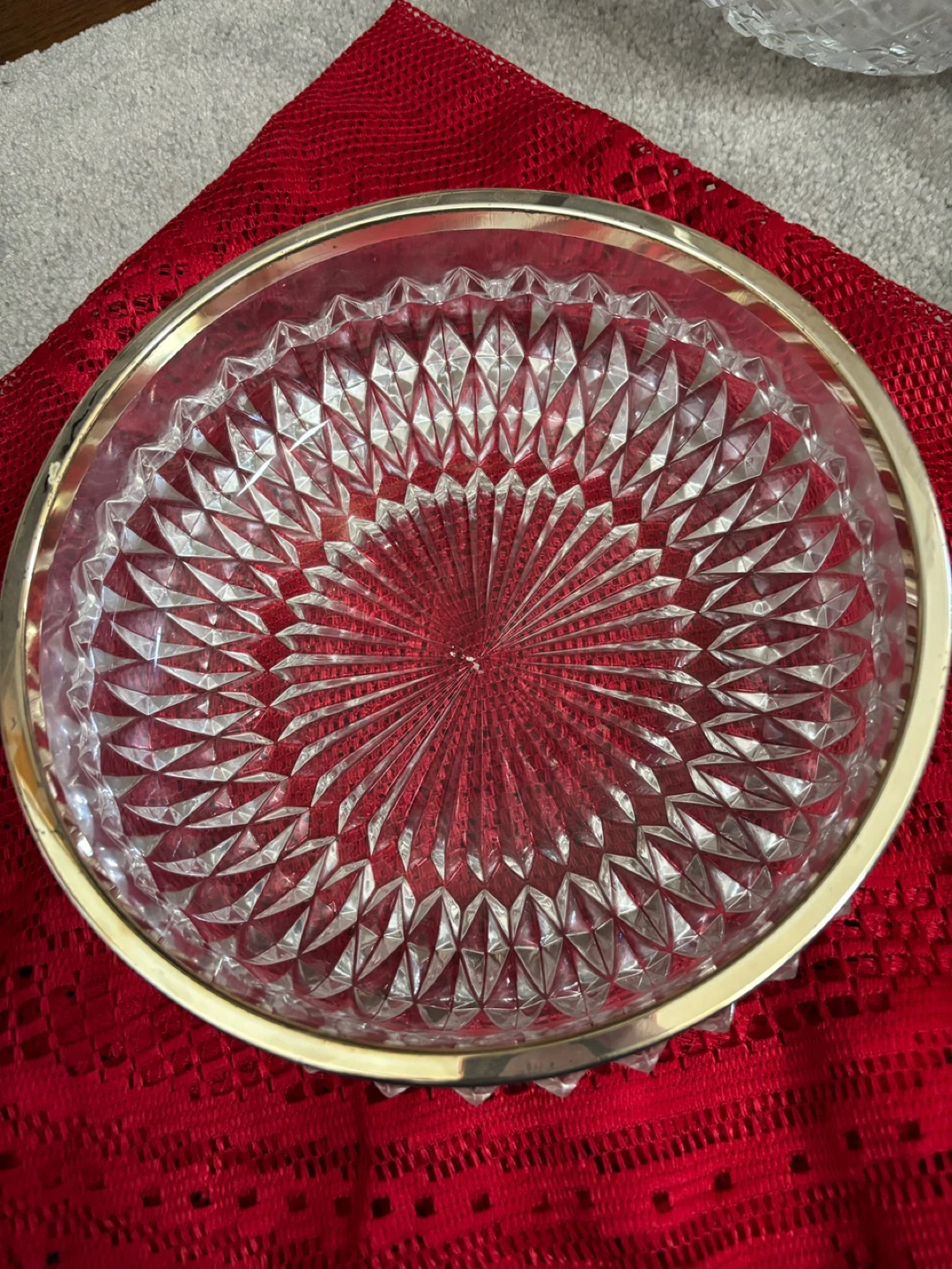 Crystal Serving Bowl with Silver Rim - photo 2
