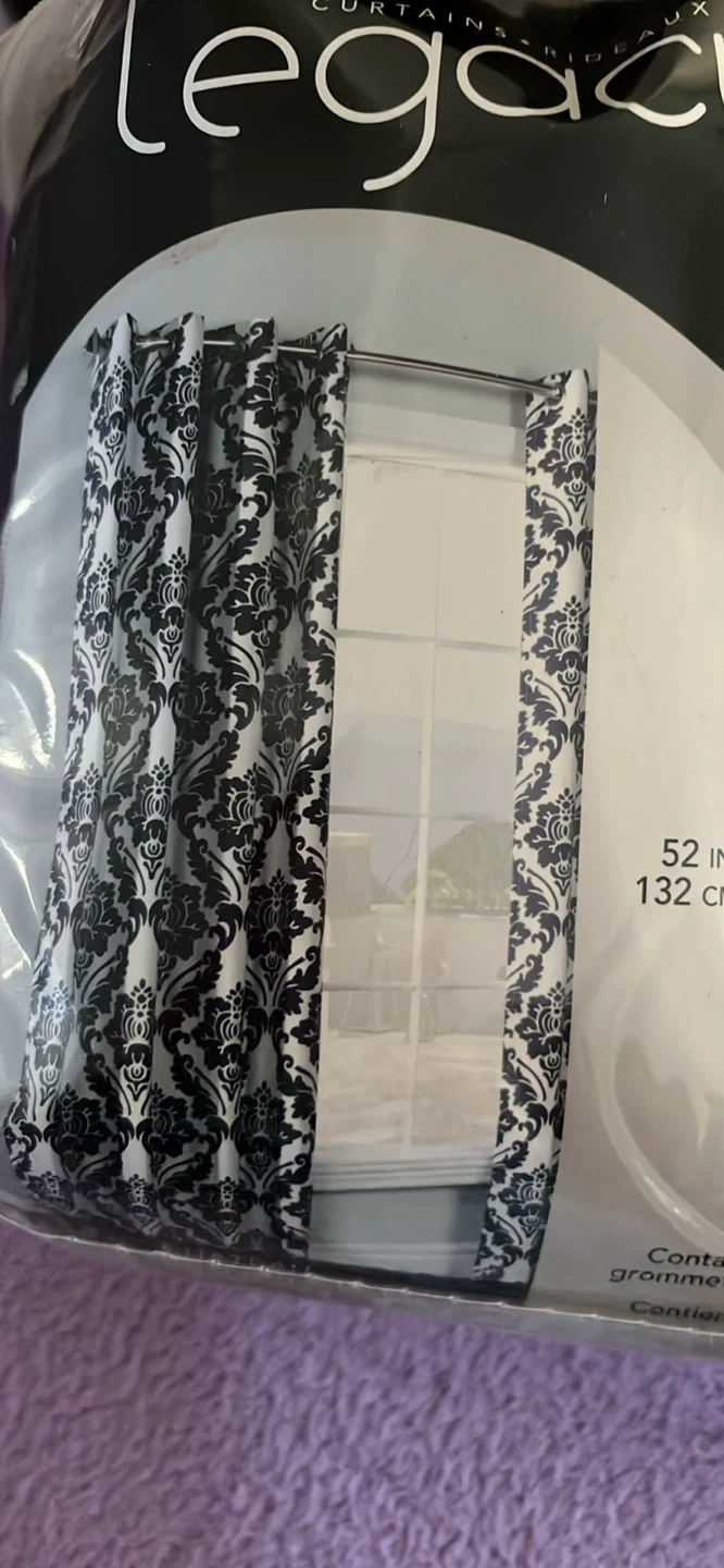 Legacy Black & White Damask Grommet Curtains 52" x 84" - photo 2