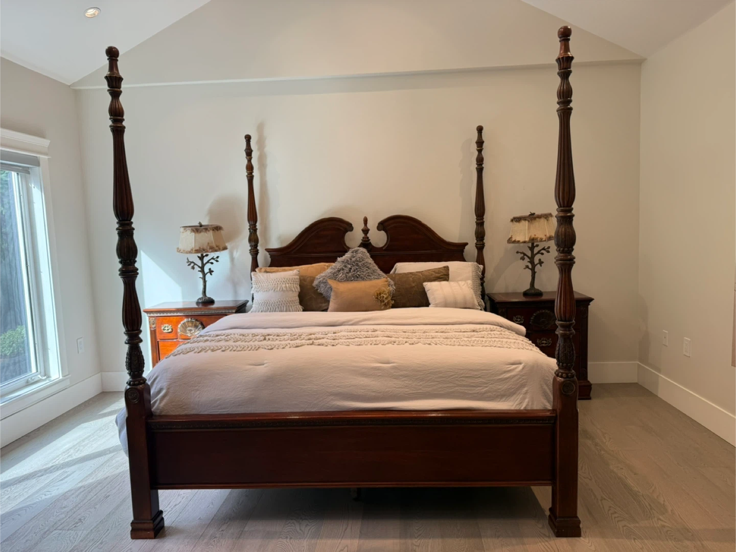 Wooden Four-Poster Bed Frame