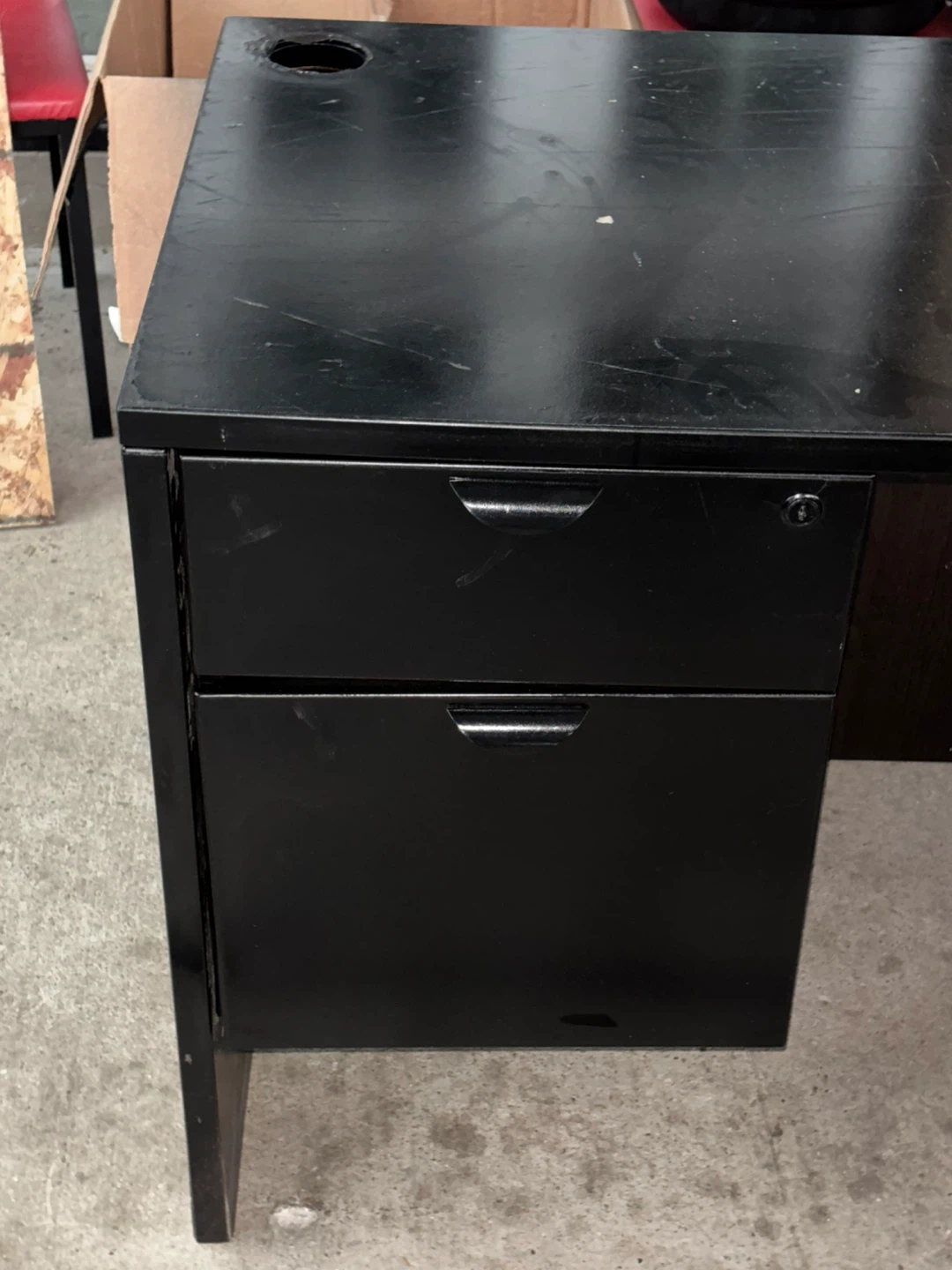 Black Metal Desk with Drawers