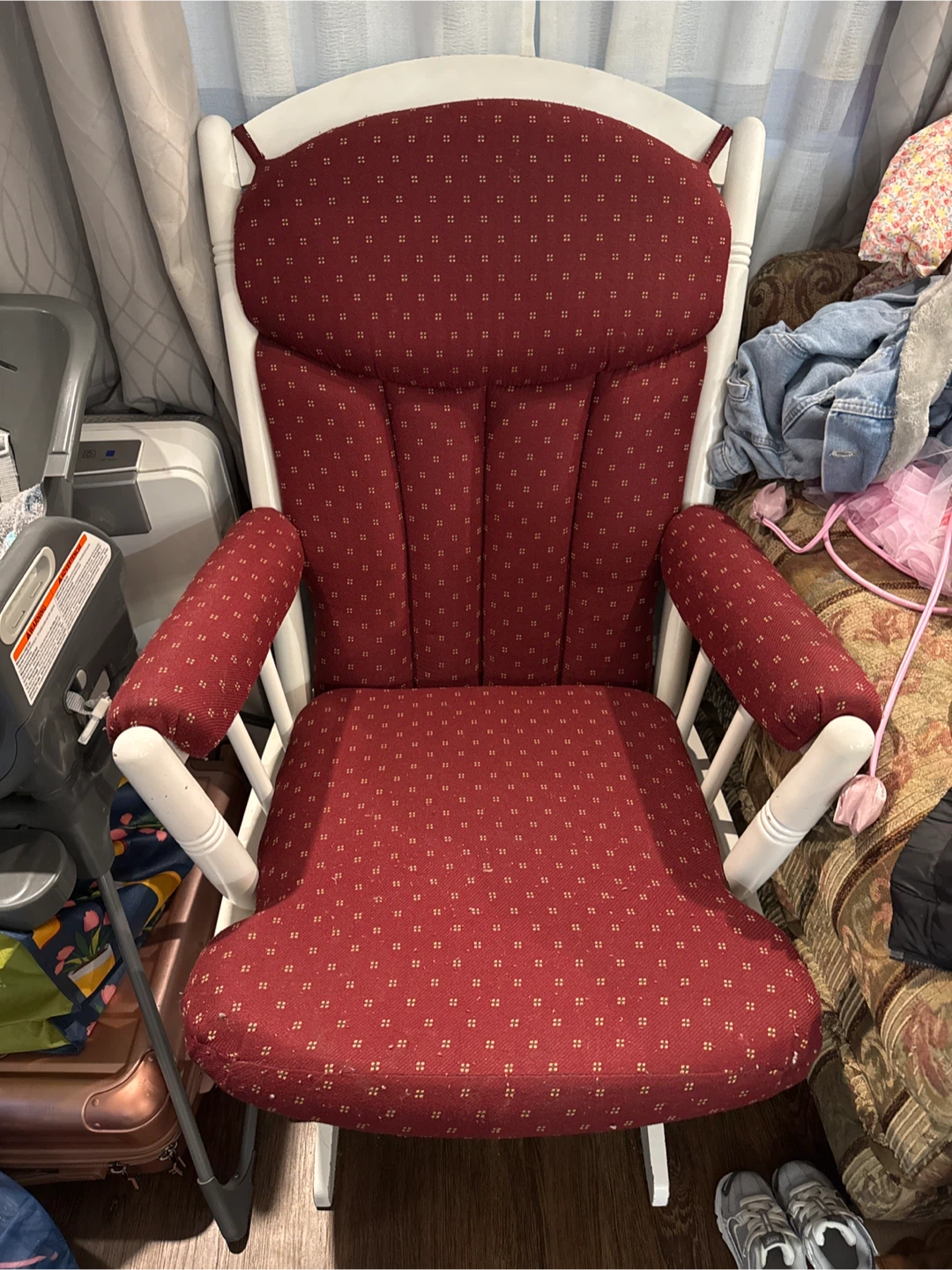 Red Upholstered Rocking Chair