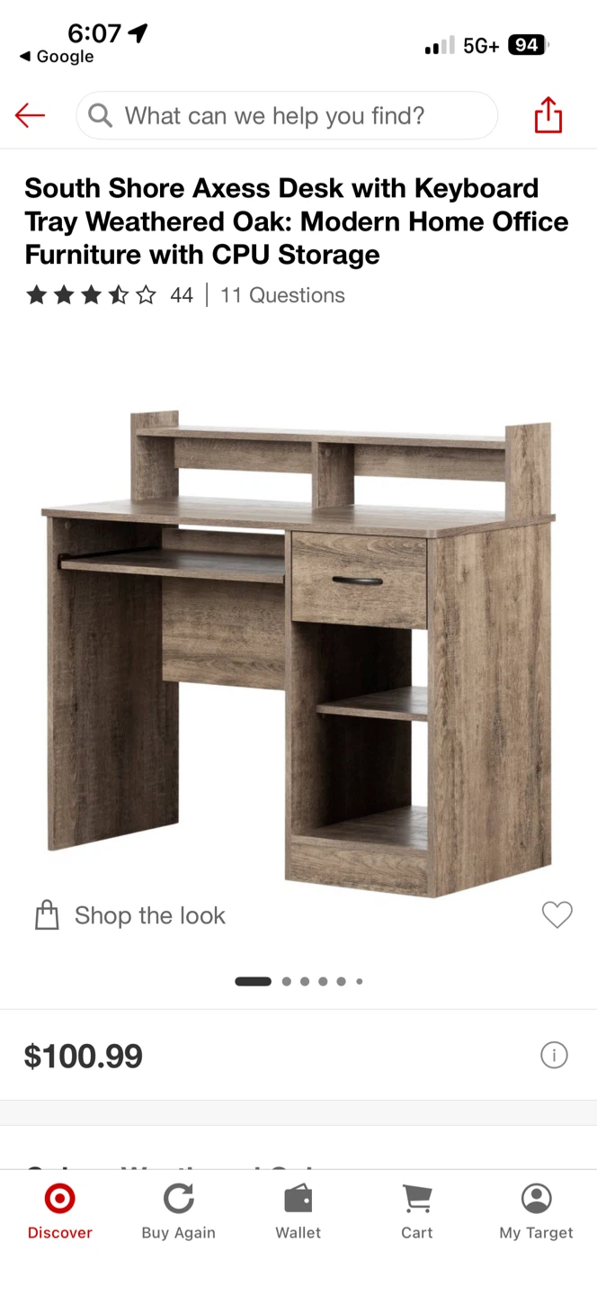 Desk with Keyboard Tray, Weathered Oak