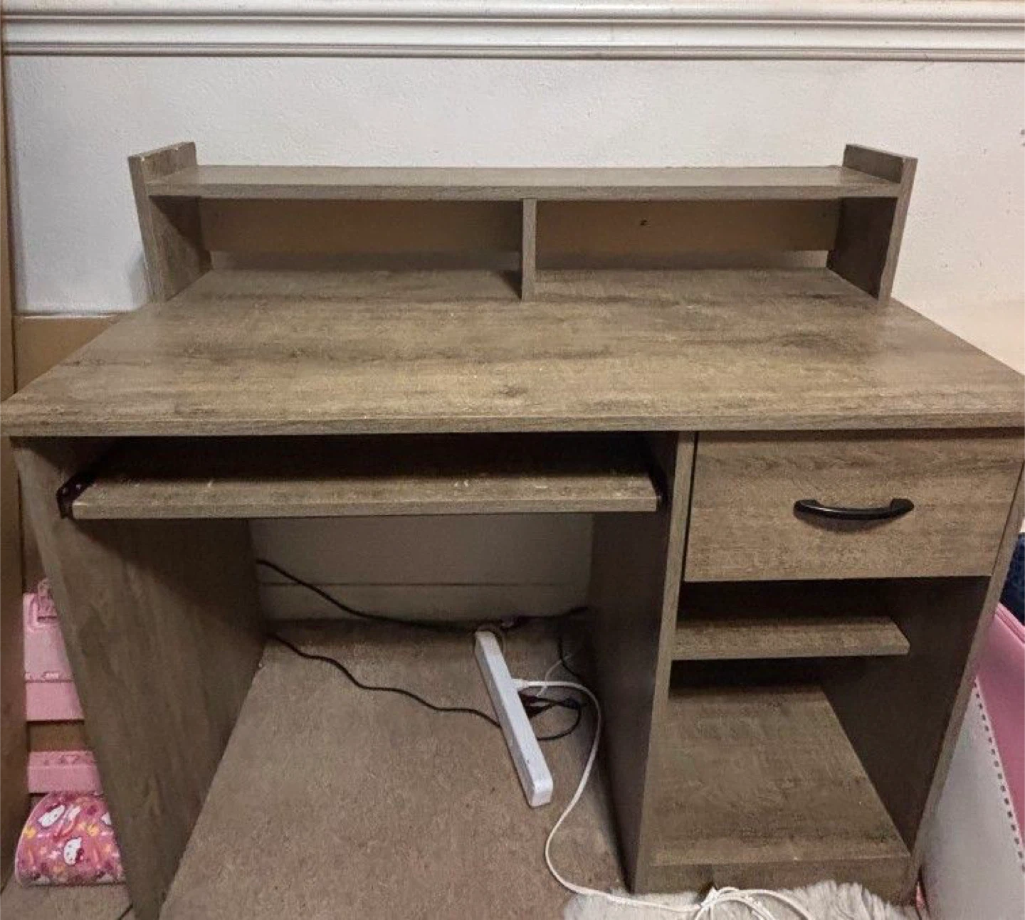 Desk with Keyboard Tray, Weathered Oak - photo 2