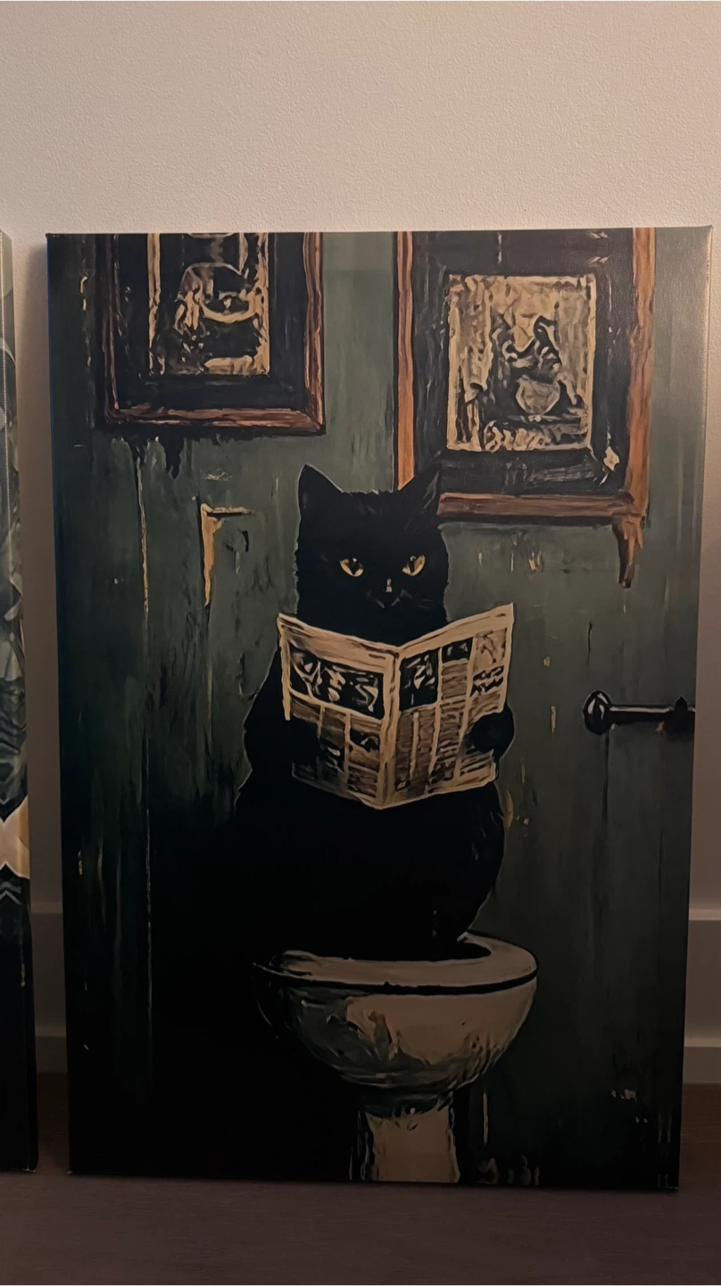 Set of 3 Black Cat Bathroom Art Prints 40x60 cm - photo 4