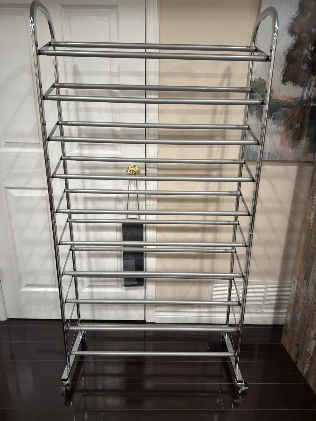 Multi-Tier Metal Shoe Rack with Wheels - photo 2