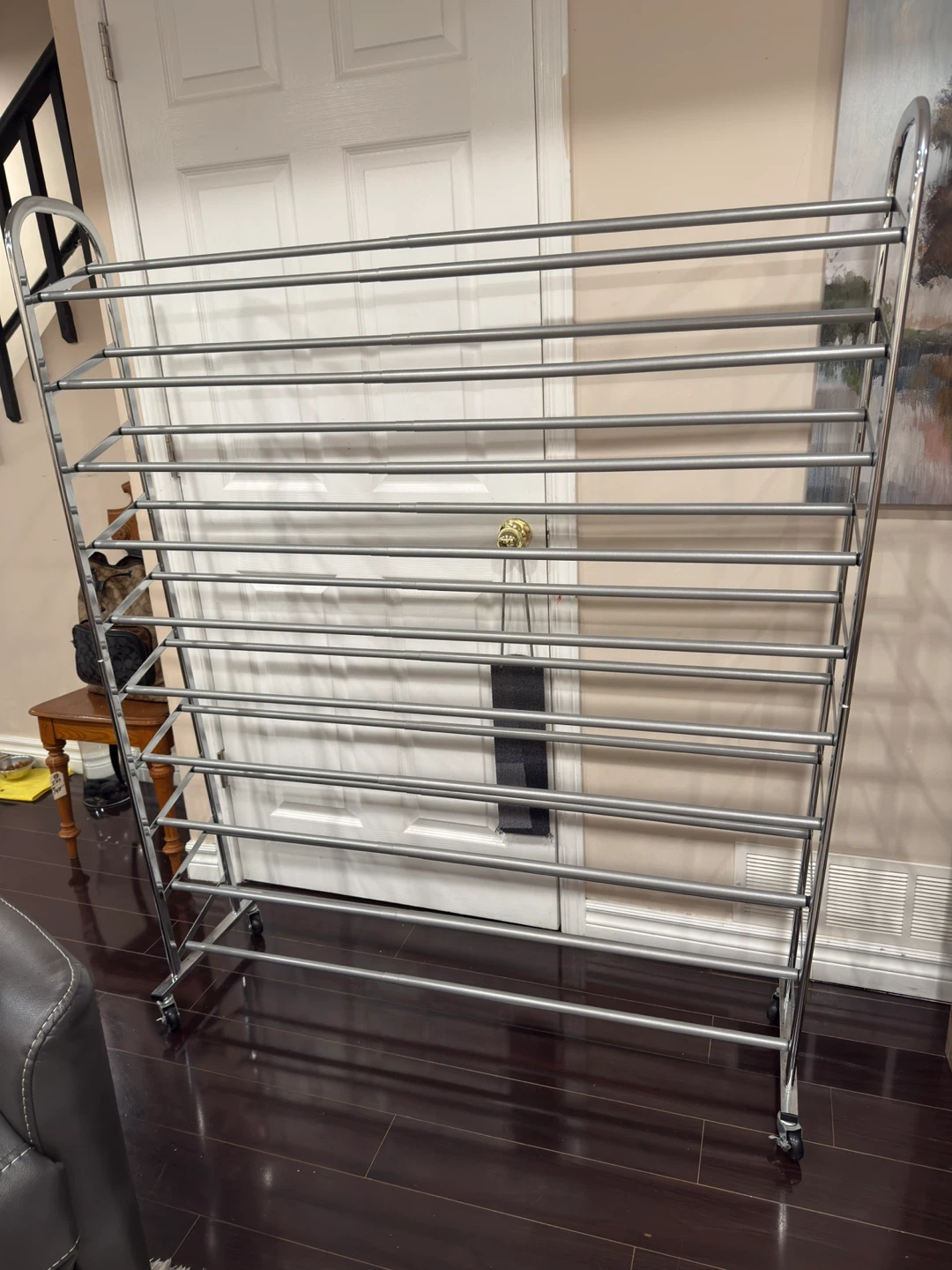 Multi-Tier Metal Shoe Rack with Wheels