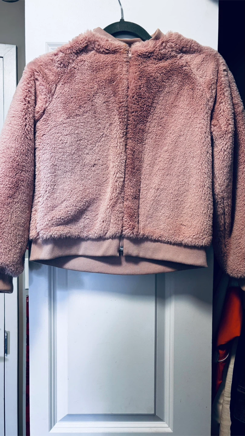 Gap Teenage Pink Faux Fur Bomber Jacket XL (12)