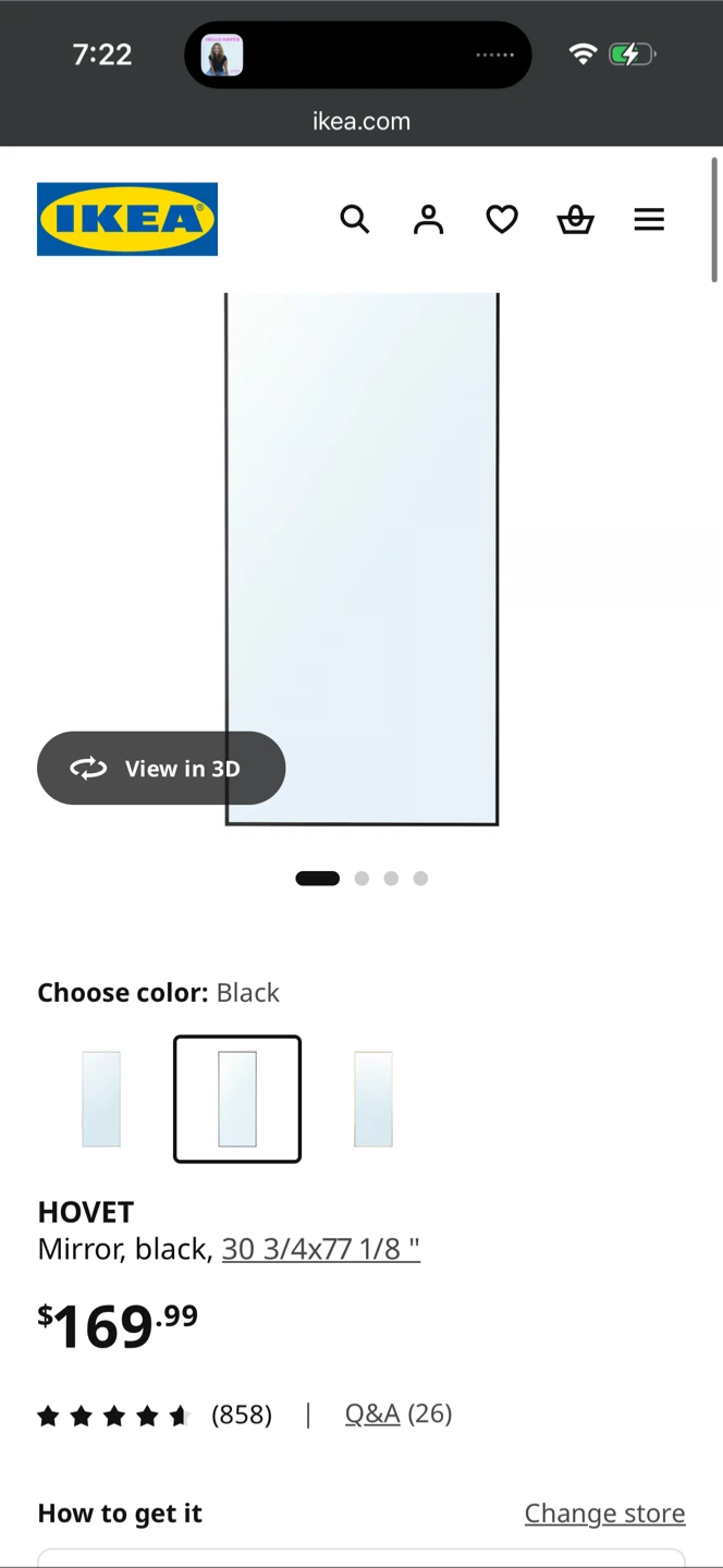 Full Length Mirror - Black Metal Frame - photo 5