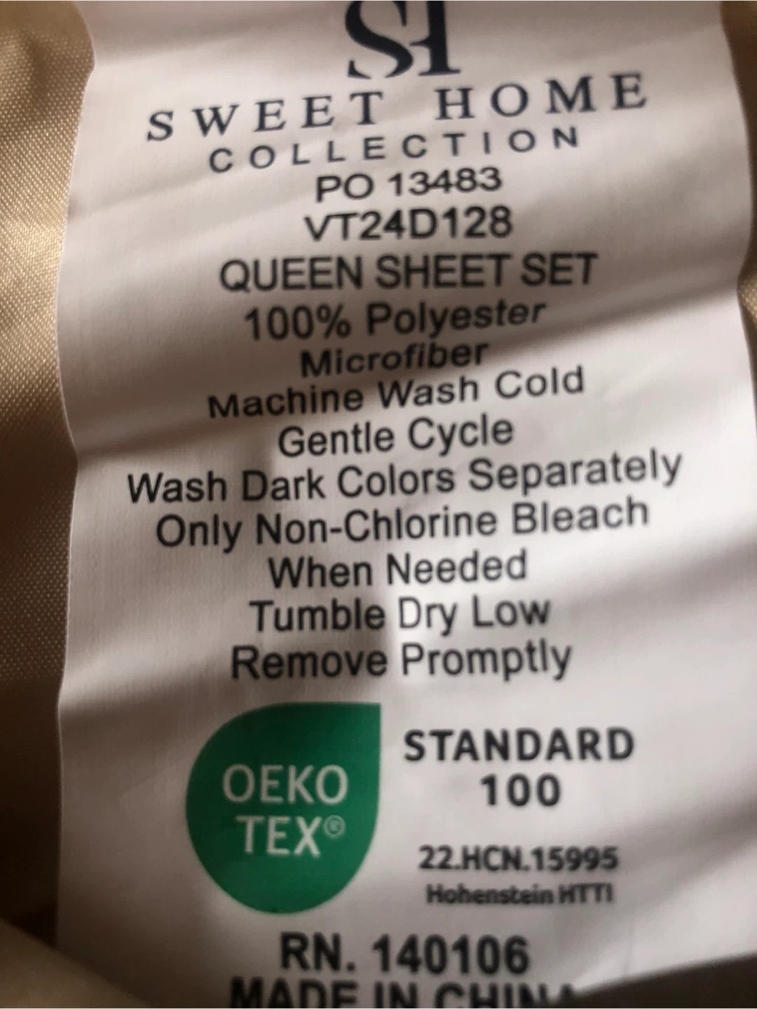 OEKO TEX Queen 4pc Sheet Set - Beige - photo 2