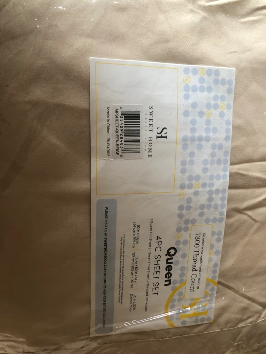OEKO TEX Queen 4pc Sheet Set - Beige