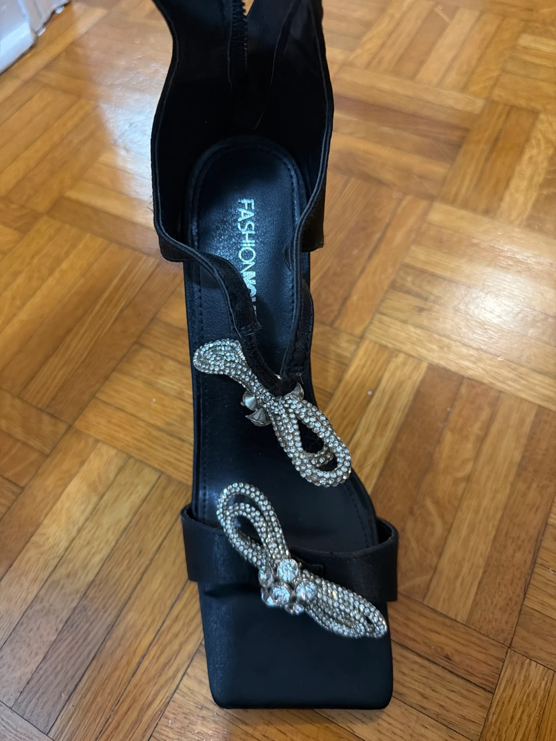 Fashion Nova Black Jeweled Heels - photo 2
