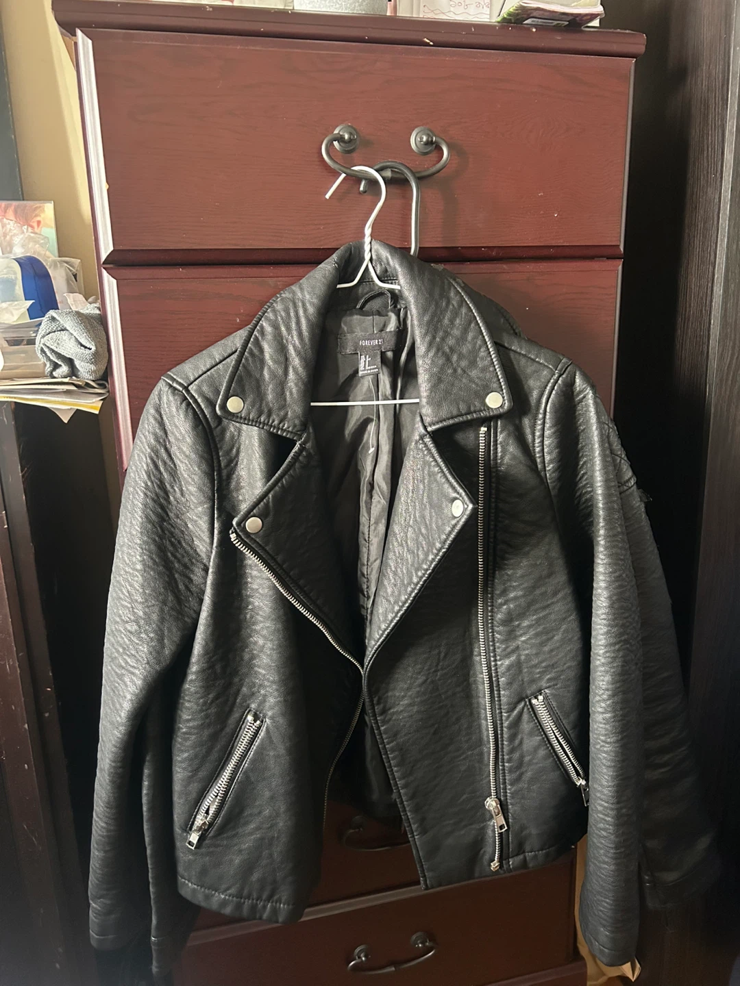 Black Forever 21 Biker/ Moto/ Faux Leather jacket