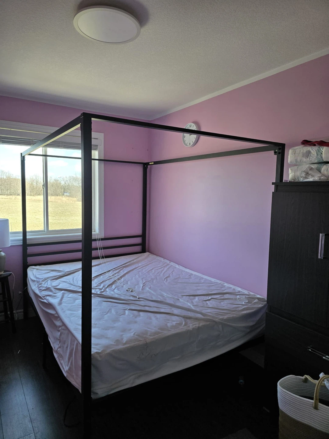 Black Metal Canopy Bed Frame Queen size - photo 2