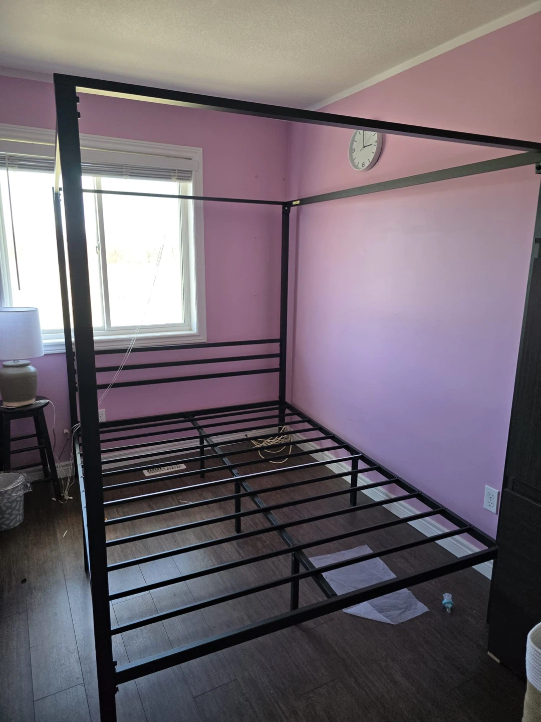 Black Metal Canopy Bed Frame Queen size