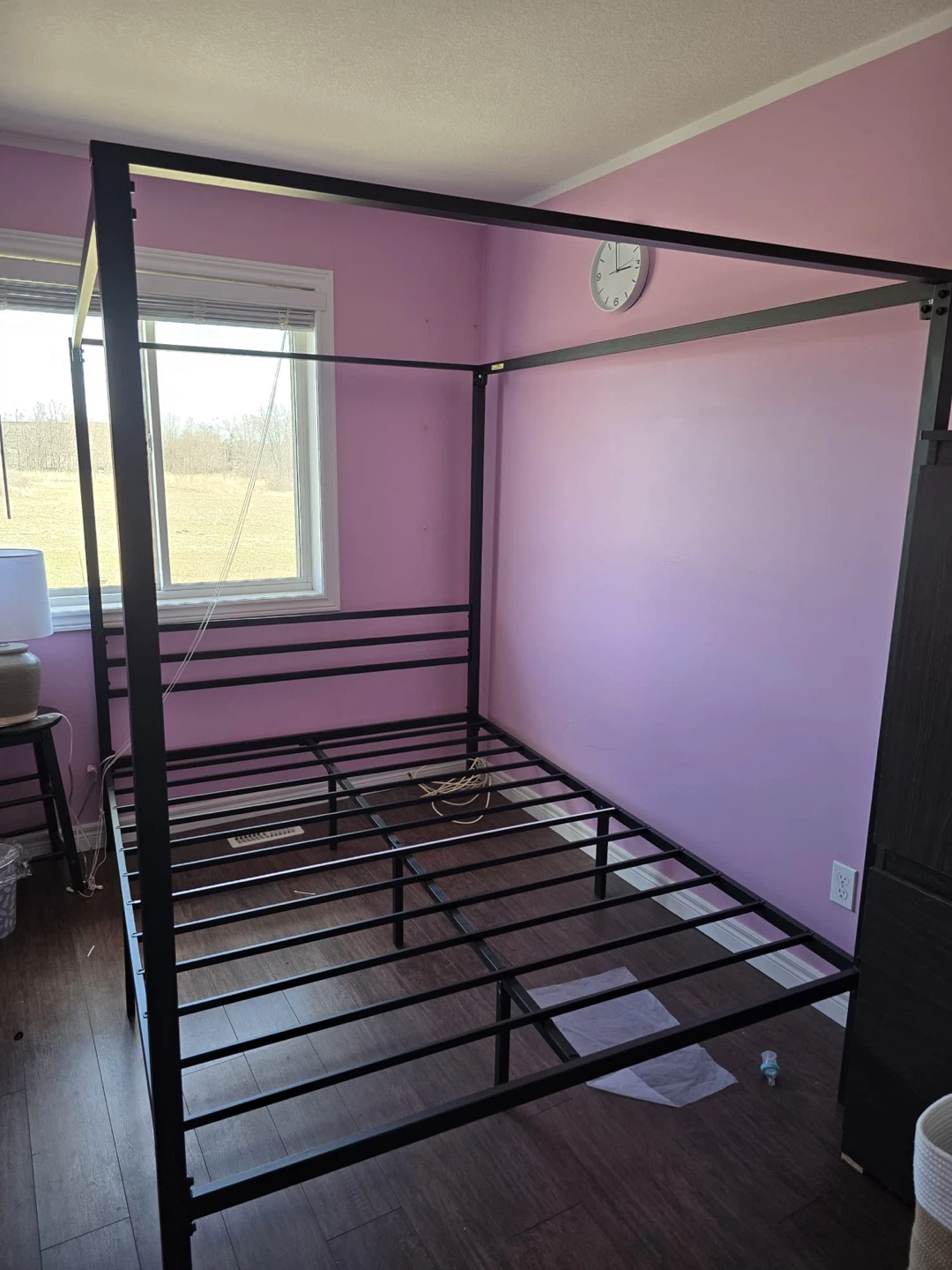 Black Metal Canopy Bed Frame Queen size - photo 3