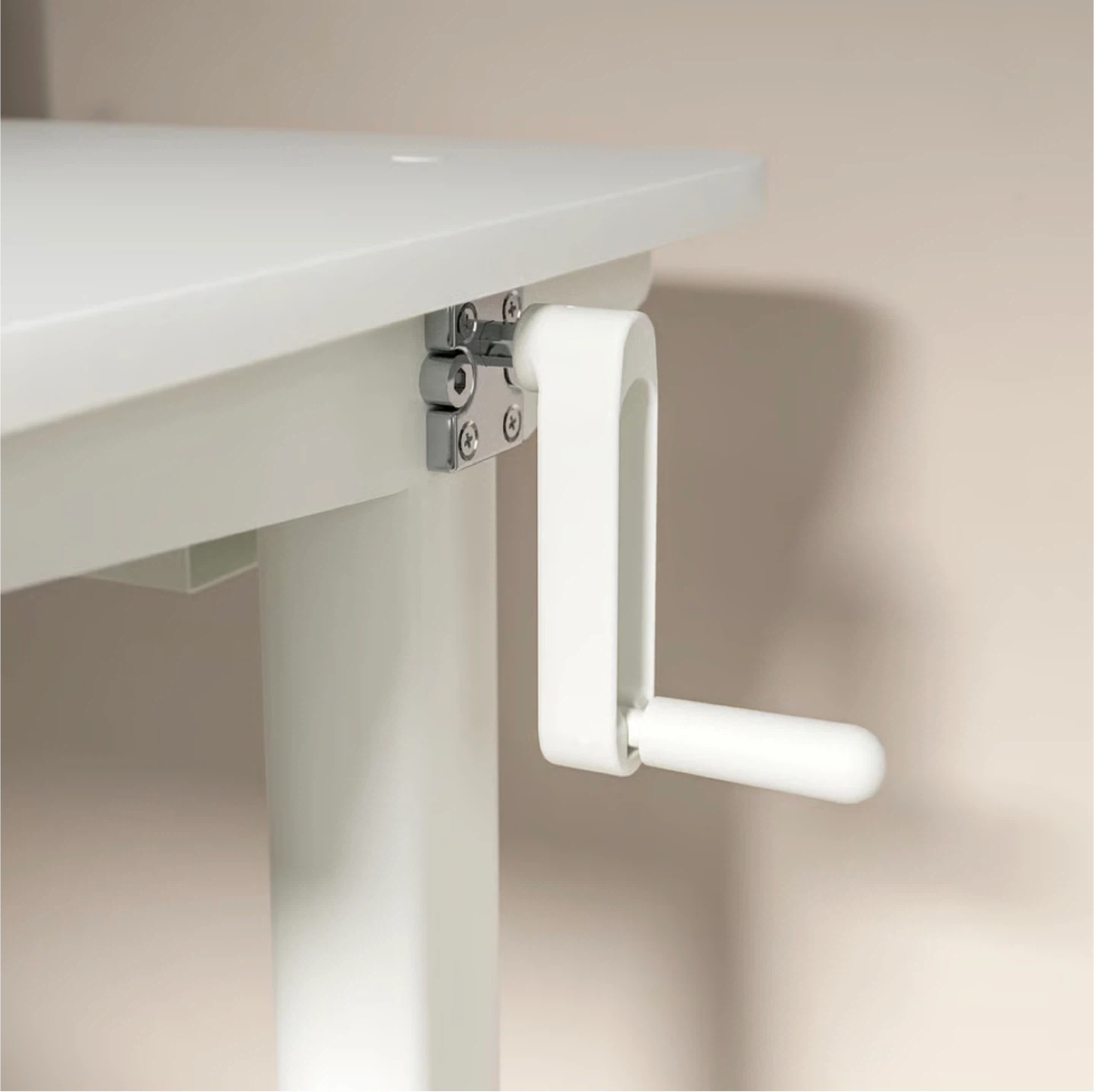 White Height-Adjustable Desk (Sit/Stand) with Drawer - photo 3