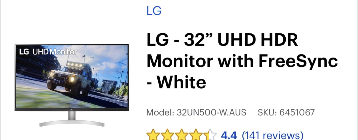 LG 32" UHD HDR Monitor with FreeSync - White