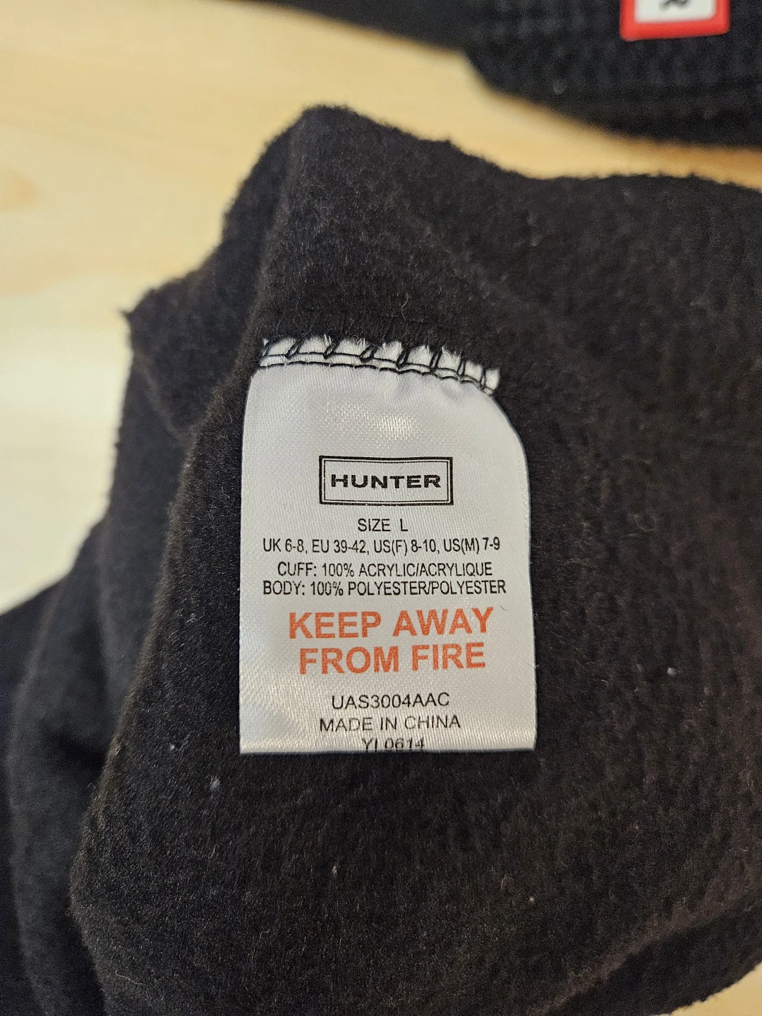 Hunter Boot Socks Fleece Lined Black Size L - photo 2